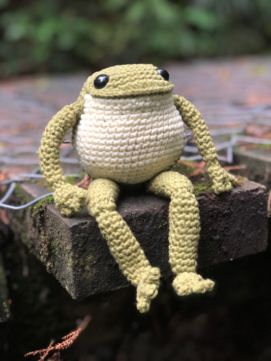 Custom made crochet frog